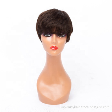 Cheap Factory Price  Good Quality Short Pixie Cut  Machine Made Human Hair Wigs